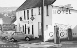 Queens Arms Hotel And Gear's Garage Pump c.1965, Charmouth