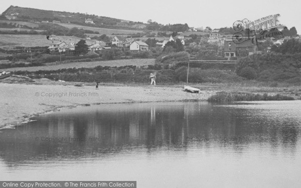 Photo of Charmouth, River Char And Town From Beach c.1955