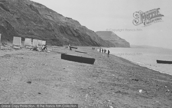 Photo of Charmouth, The Beach Looking East c.1955