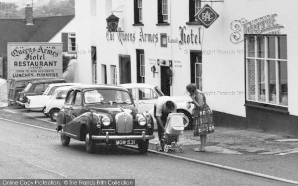 Photo of Charmouth, The Queens Arms Hotel, Baby Buggy And Parents c.1965