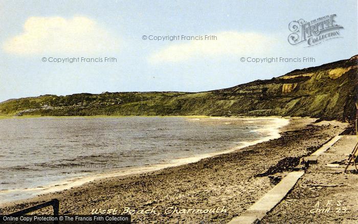 Photo of Charmouth, West Beach c.1955