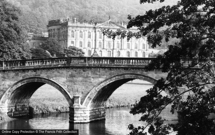 Photo of Chatsworth House, And Bridge c.1955