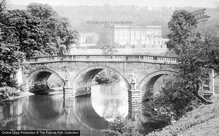 Photo of Chatsworth House, The Bridge And River c.1880