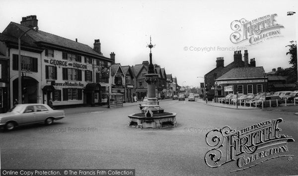 Photo of Cheadle, Fountain And George And Dragon Hotel c.1965