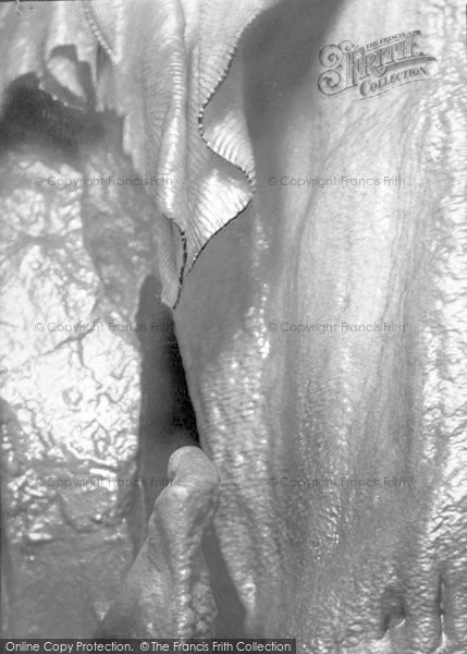 Photo of Cheddar, Cox's Cave, The Curtain With Stalagmite Beneath c.1930