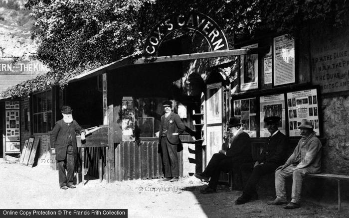 Photo of Cheddar, Men At Entrance To Cox's Cavern c.1900