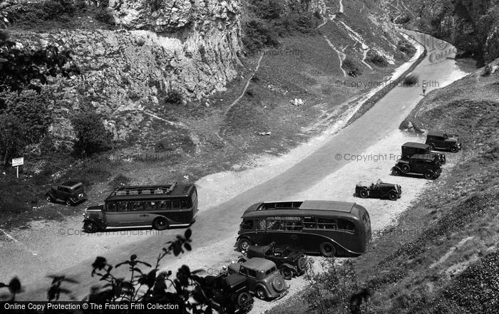 Photo of Cheddar, Vehicles Parked At Gorge Entrance 1935