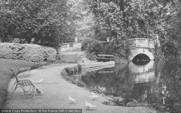 Photo of Cheltenham, The Lake And Bridge, Pittville Gardens c.1950