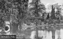 The Lake And Bridge, Pittville Gardens c.1950, Cheltenham