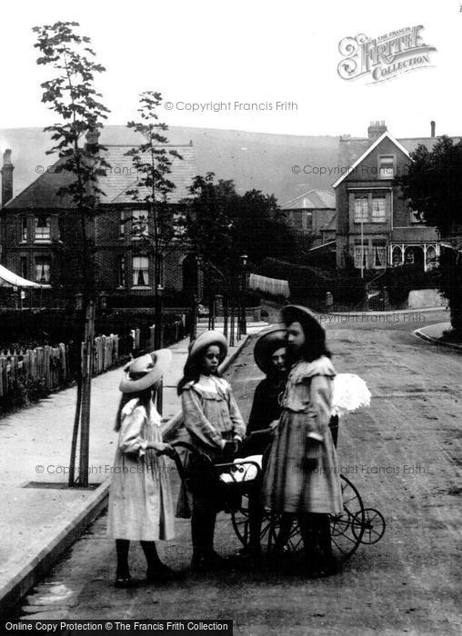 Photo of Cheriton, Girls And Perambulator, Ashley Avenue 1908