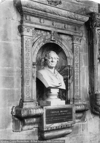 Photo of Chester, Cathedral, Bust Of Thomas  Brassey 1895