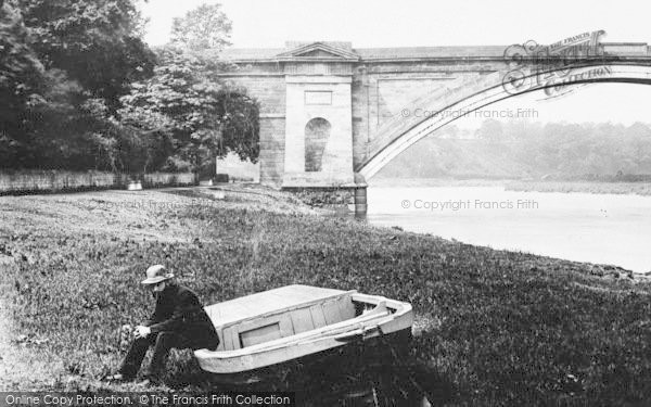 Photo of Chester, Grosvenor Bridge And Boatman 1888