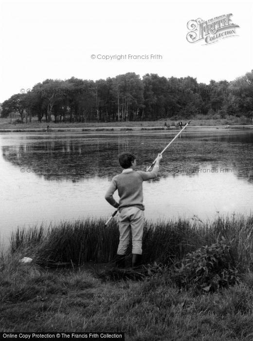 Photo of Chigwell Row, Boy Fishing At Hainault Forest Lake c.1965