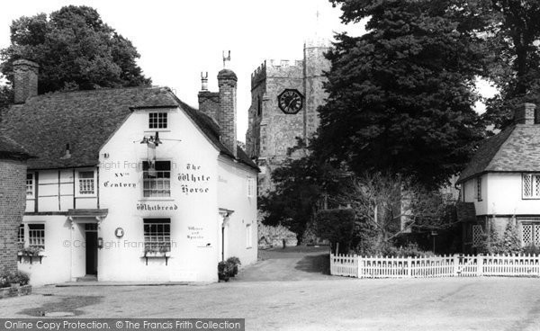 Photo of Chilham, the White Horse Inn and St Mary's Church c1955