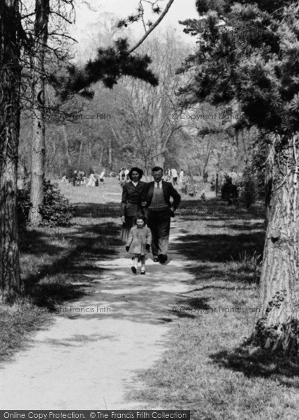 Photo of Chippenham, Family Stroll In The Island Park c.1955