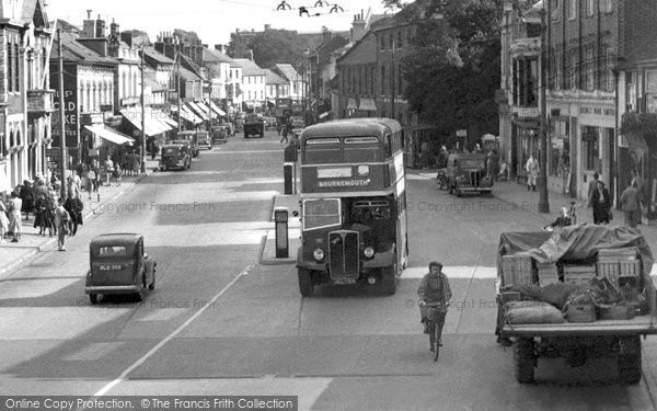 Photo of Christchurch, Bus In The High Street c.1955