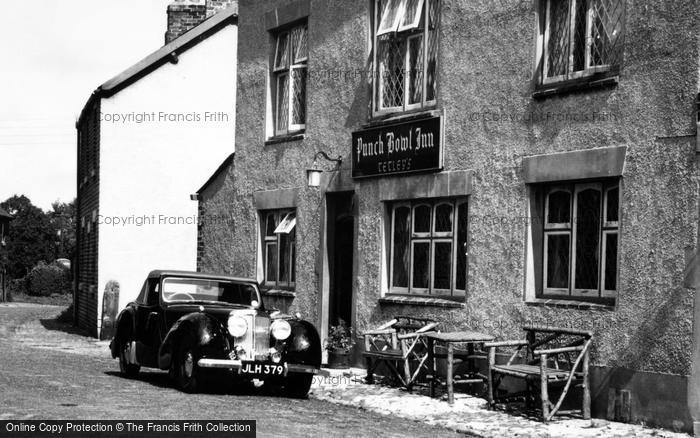 Photo of Churchtown, Car Outside The Punch Bowl Inn c.1955