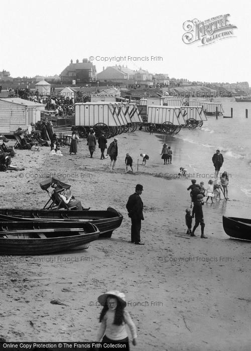 Photo of Clacton On Sea, A Man In A Bowler Hat, Beach 1912
