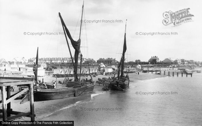Photo of Clacton On Sea, Thames Barges On West Beach 1912