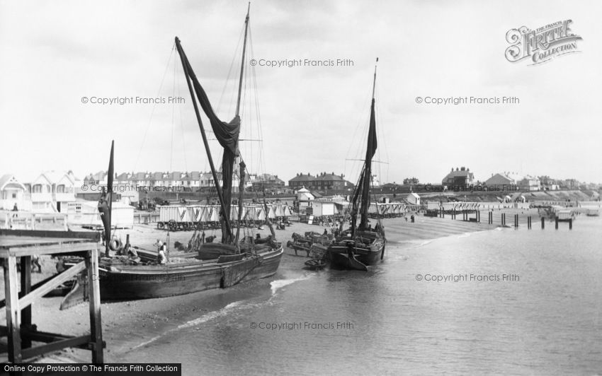 Clacton-on-Sea, Thames Barges on West Beach 1912