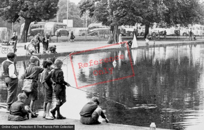 Photo of Clapham, Common Pond, Boys Fishing c.1955
