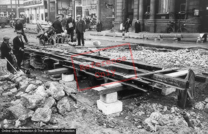 Photo of Clapham Junction, War Damaged Tram Tracks c.1940