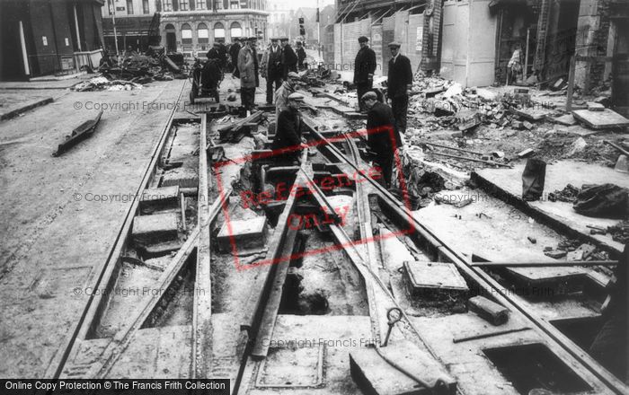 Photo of Clapham Junction, War Damaged Tram Tracks c.1940