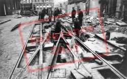 War Damaged Tram Tracks c.1940, Clapham Junction