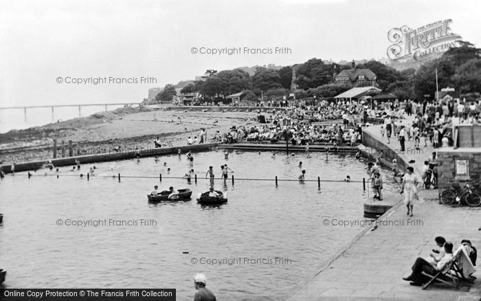 Photo of Clevedon, The Paddling Pool c.1955