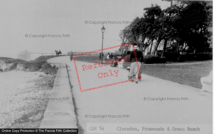Photo of Clevedon, The Promenade And Green Beach c.1955