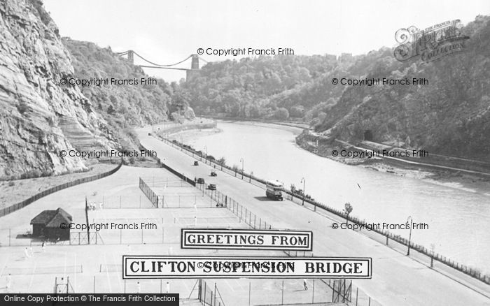 Photo of Clifton, Tennis Courts And Suspension Bridge c.1950