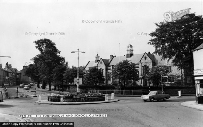 Photo of Clitheroe, The Roundabout And School c.1960