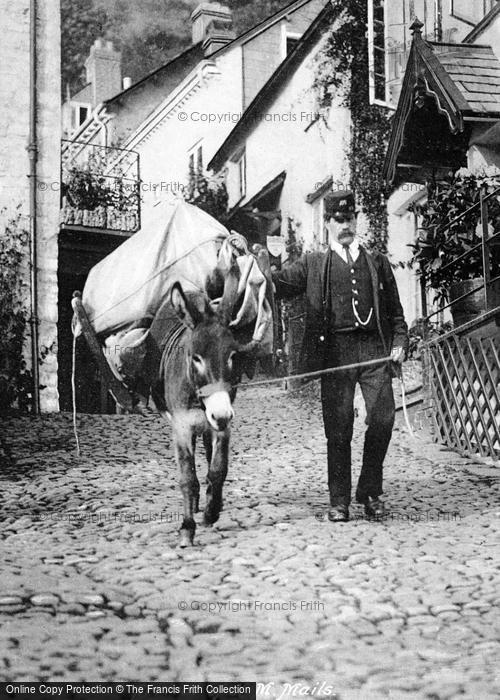 Photo of Clovelly, Arrival Of Postman And  H. M. Mails c.1890