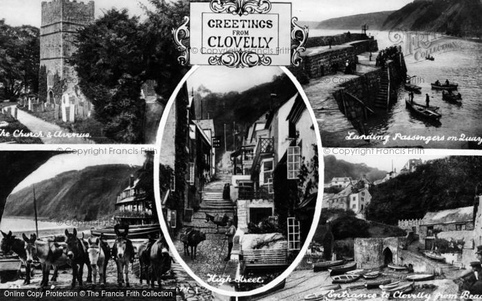 Photo of Clovelly, Composite c.1900