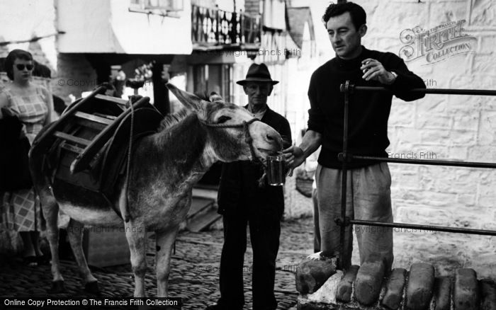 Photo of Clovelly, Donkey Drinking Scrumpy c.1960