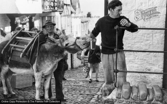 Photo of Clovelly, Donkey Stealing Beer c1960