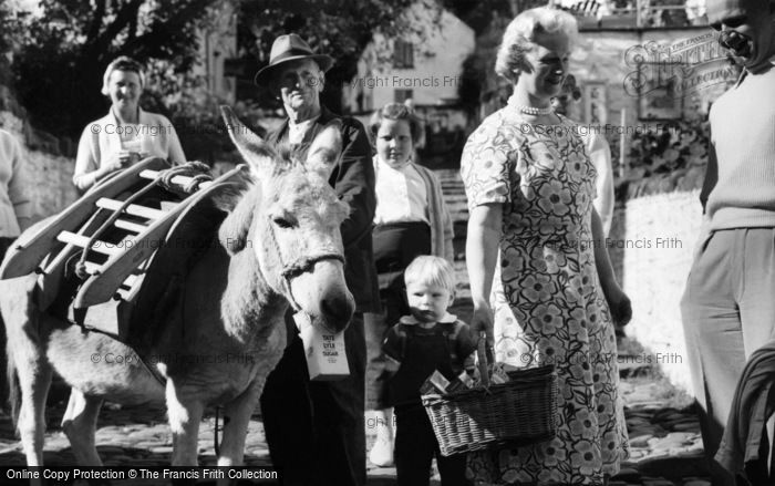 Photo of Clovelly, Donkey Stealing Sugar c.1960