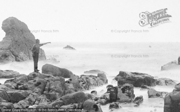 Photo of Clovelly, Man On The Rocks c.1880