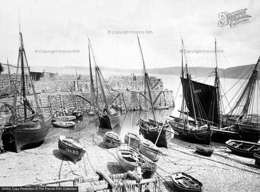 Clovelly, Pier and Fishing Boats c1872