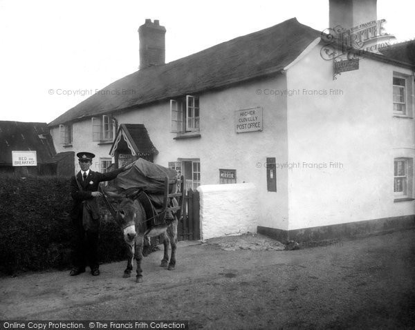 Photo of Clovelly, Post Office And Postman 1936