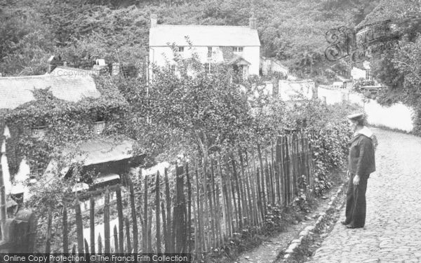 Photo of Clovelly, Sailor In Lane To Hobby Drive 1908