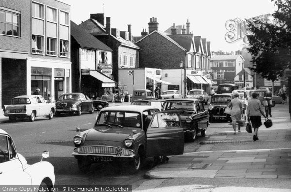 Photo of Cobham, Ford Anglia Car In High Street c.1965