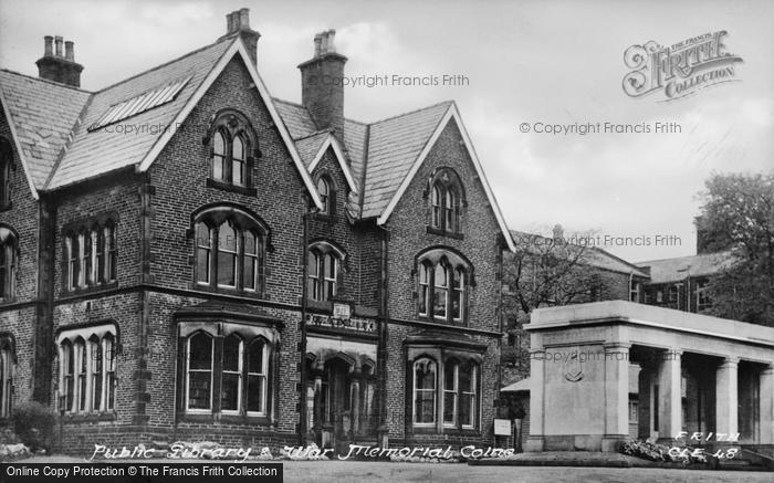 Photo of Colne, Public Library And War Memorial c.1955
