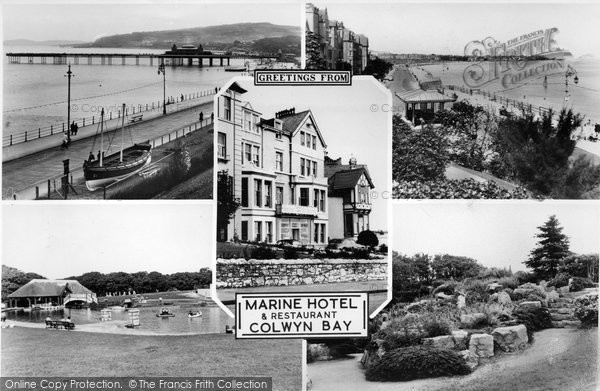 Photo of Colwyn Bay, Greetings From Marine Hotel c.1955
