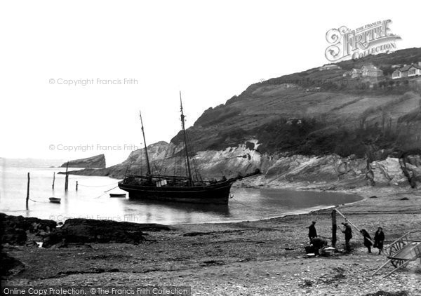 Photo of Combe Martin, Schooner In Harbour 1935