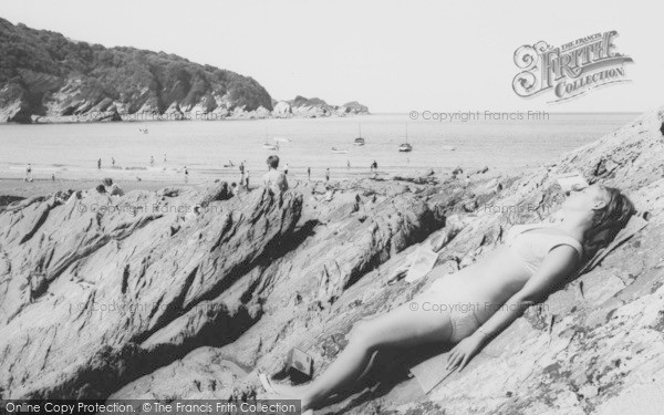 Photo of Combe Martin, Sunbathing, The Bay c.1965