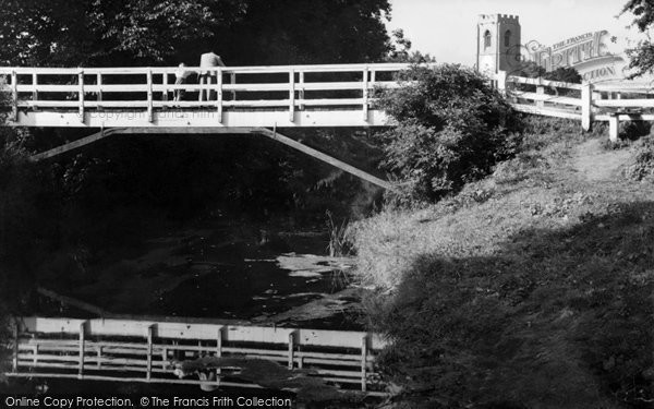 Photo of Coningsby, Wooden Bridge And Church c.1960