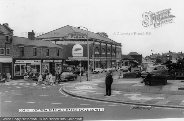 Photo of Consett, Victoria Road And Market Place c.1965