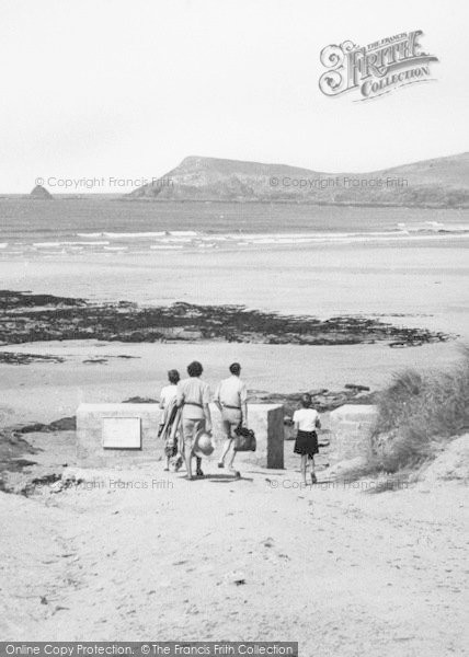 Photo of Constantine Bay, A Family Heading To The Beach c.1955