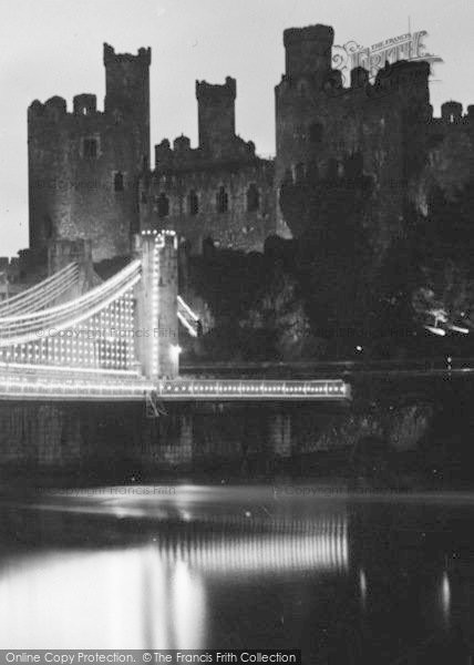 Photo of Conwy, Castle And Illuminated Bridge c.1936